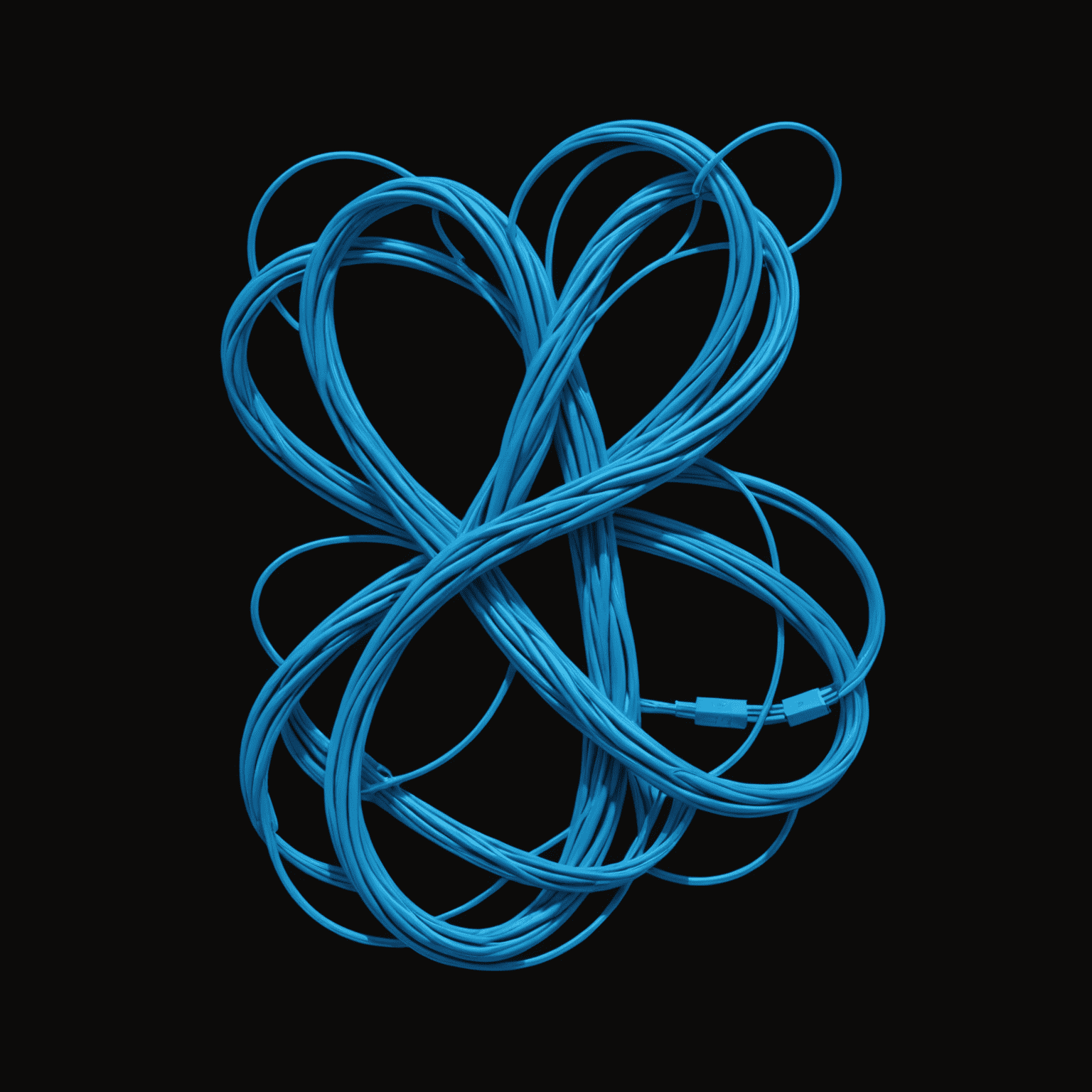 RelimoRaste logo - A stylized electric blue 'R' formed by intertwining network cables on a black background