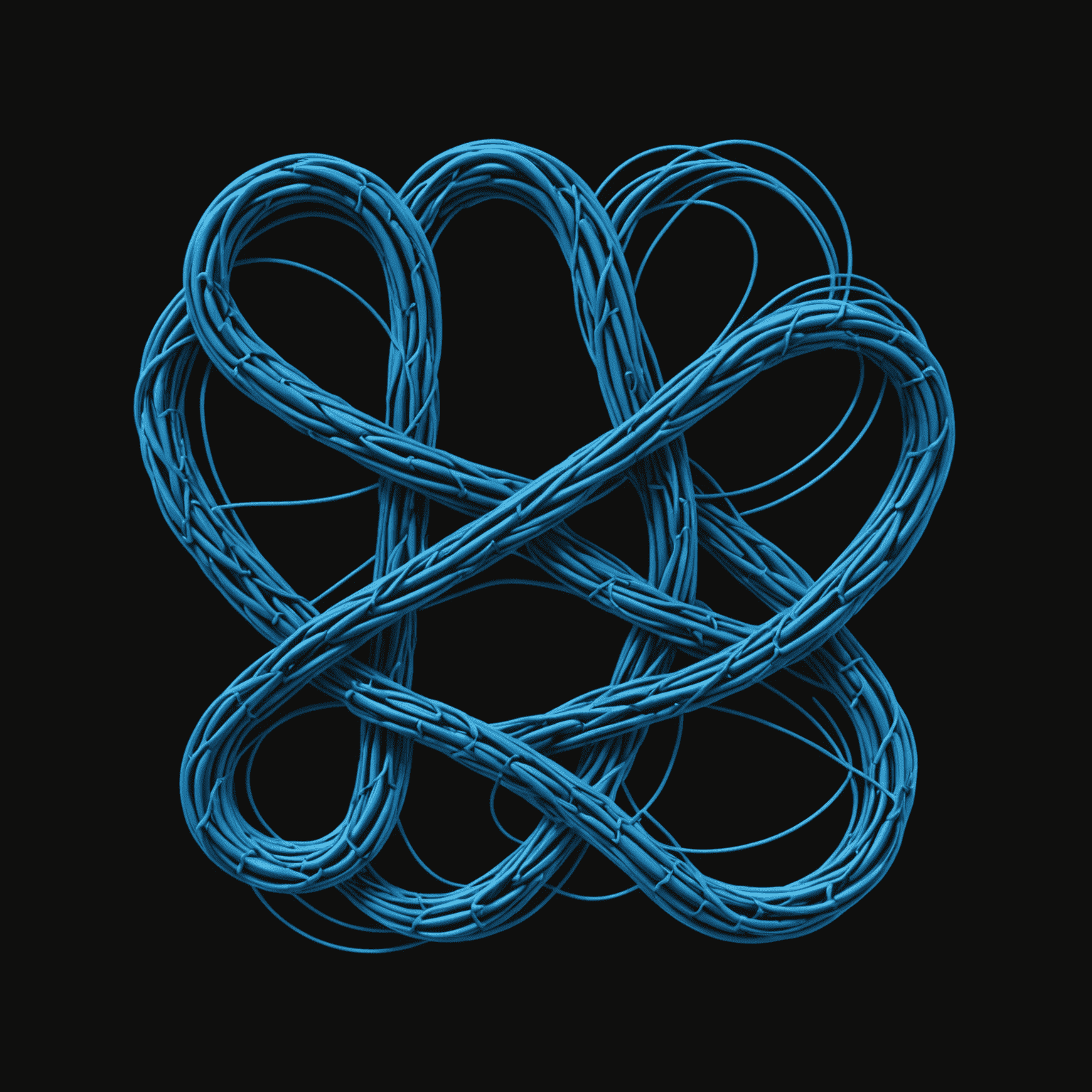 RelimoRaste logo - A stylized electric blue 'R' formed by intertwining network cables on a black background