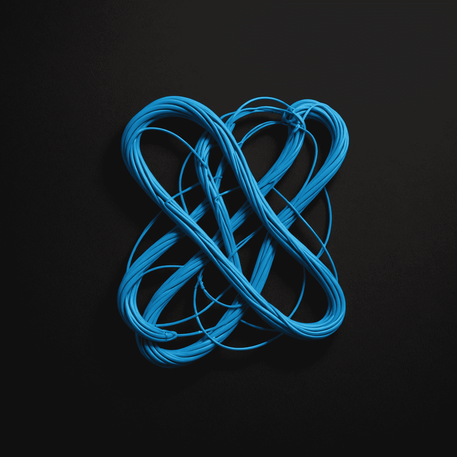 RelimoRaste logo - A stylized electric blue 'R' formed by intertwining network cables on a black background