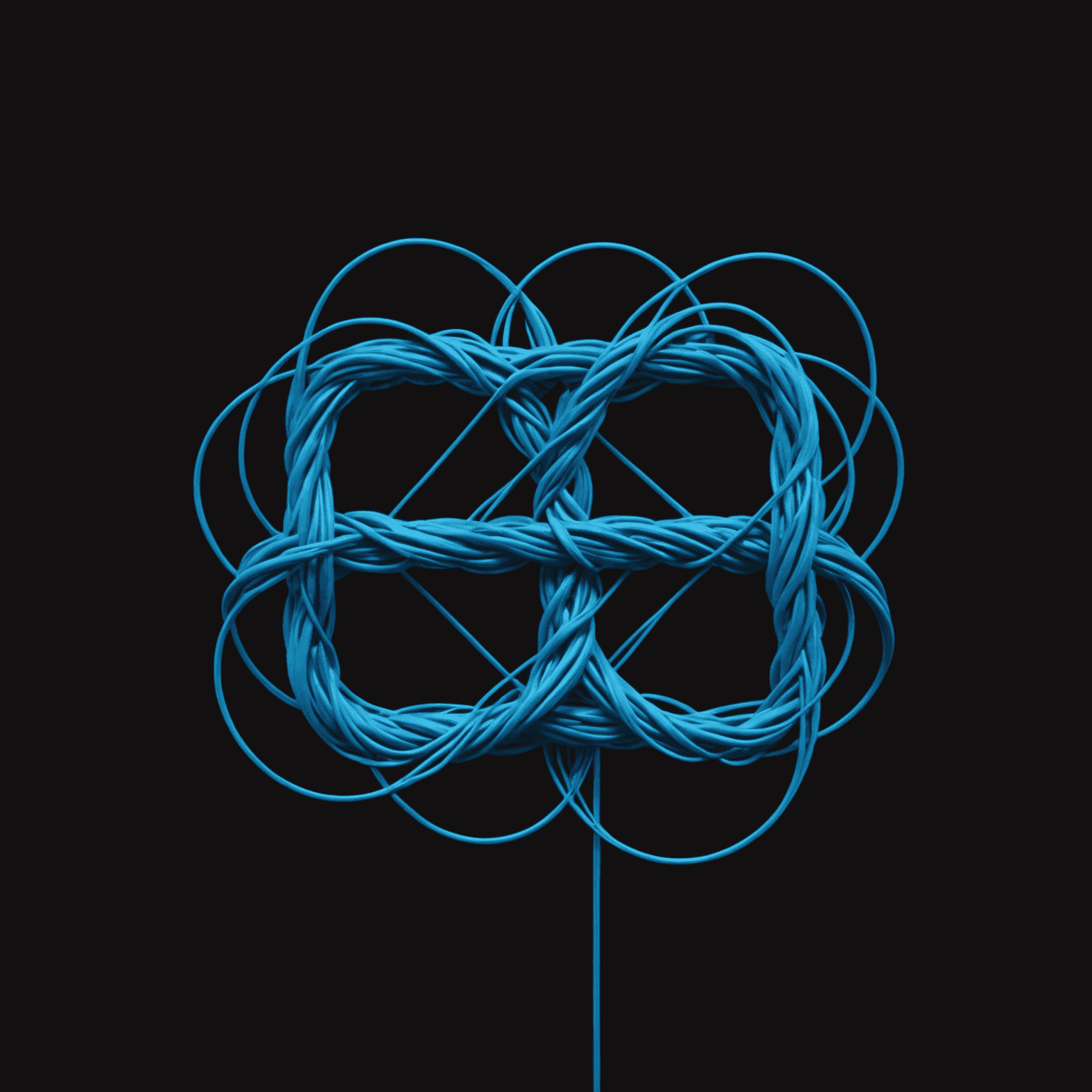 RelimoRaste logo - A stylized electric blue 'R' formed by intertwining network cables on a black background