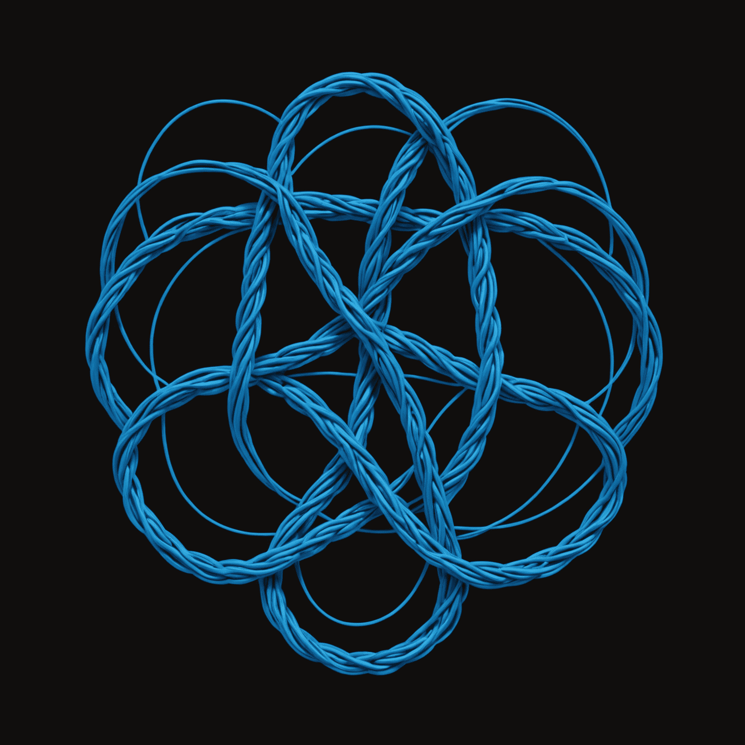 RelimoRaste logo - A stylized electric blue 'R' formed by intertwining network cables on a black background